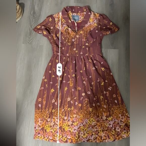 ModCloth Lively Identity Burgundy Floral Short Sleeve Mini Dress Size L NEW - Picture 13 of 13